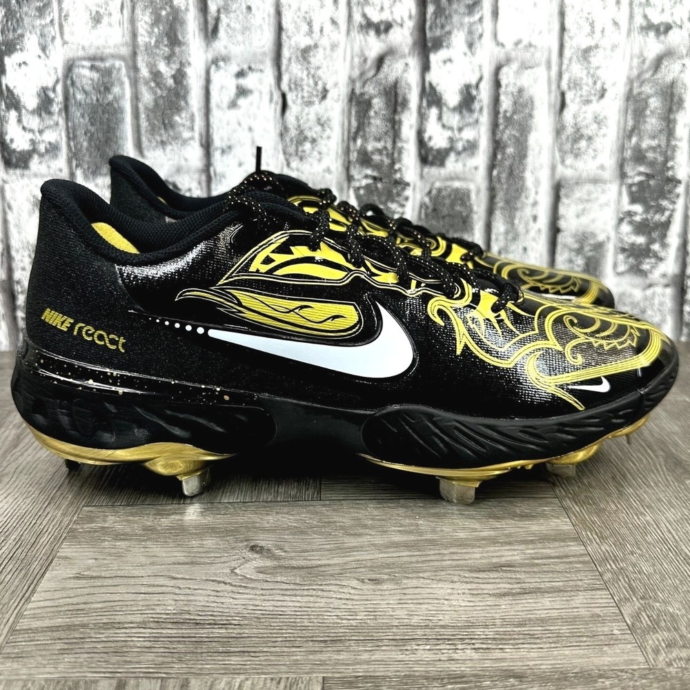 Nike Alpha Huarache Elite 3 Low Mens 15 Black Gold Metal Cleats CV3553-001 NEW